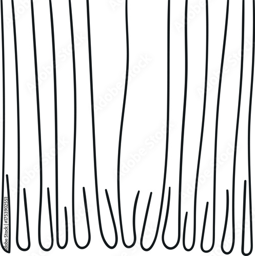 Long vertical lines with hooks at the bottom.