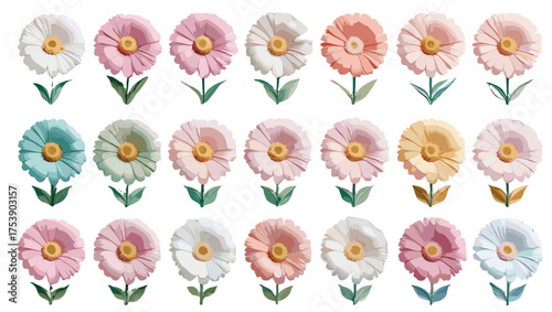 Pastel Daisy Frame Vector collection showcasing charming daisy blossoms with subtle gradients, balanced symmetry, and refined elegance — ideal Flower Illustration Vectors for creative artwork.