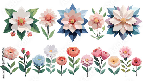 Geometric Floral Mandala Vector collection showcasing detailed floral symmetry, balanced geometric harmony, and refined ornamental beauty — ideal Flower Illustration Vectors for creative compositions