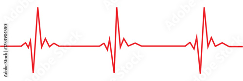 Heartbeat line icon with transparent background, depicting an electrocardiogram waveform, pulse rhythm, and medical vital signs for health monitoring, vector illustration