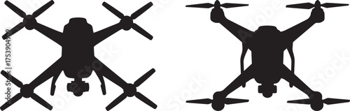 Two drone silhouettes facing opposite directions silhouette