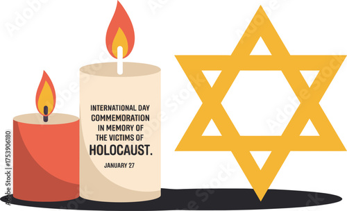 Holocaust remembrance candles and star of david