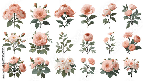 Luxury Rose Gold Floral Vector – Beautiful Flower Illustration Vectors Depicting Shimmering Petal Highlights, Soft Gradient Blends, and Timeless Botanical Luxury for Designers.