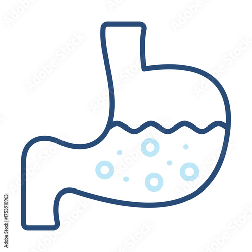 Stomach Icon Color Outline Style. Vector Illustration Design