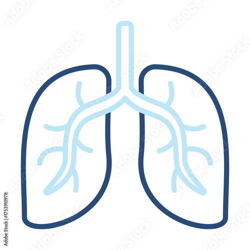 Lungs Icon Color Outline Style. Vector Illustration Design