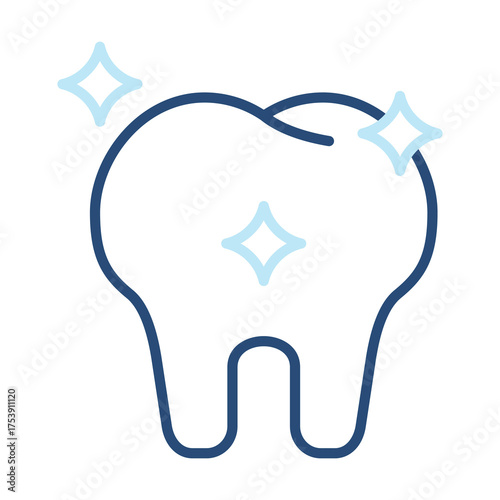 Tooth Icon Color Outline Style. Vector Illustration Design