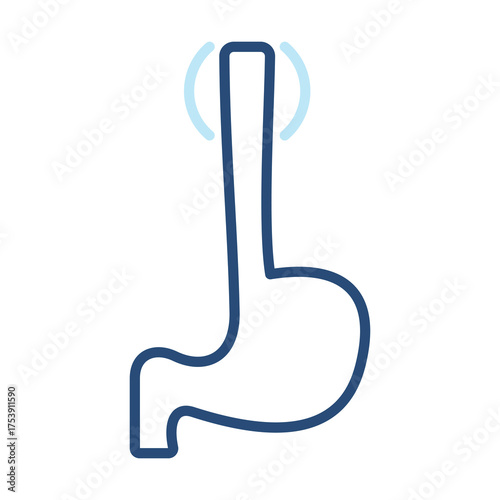 Esophagus Icon Color Outline Style. Vector Illustration Design