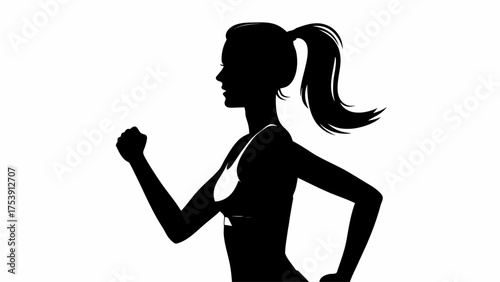 Dynamic silhouette of a woman running, conveying health, fitness, and determination. Perfect for wellness campaigns, sports branding, and active lifestyle promotions