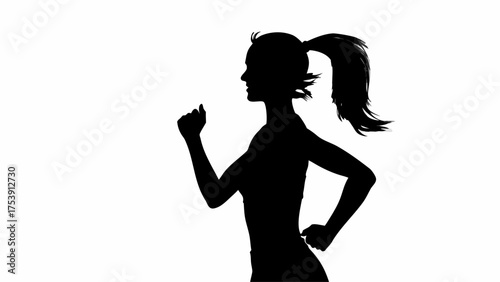 Dynamic silhouette of a determined woman running, symbolizing fitness, health, and achieving goals through dedication and perseverance in sports