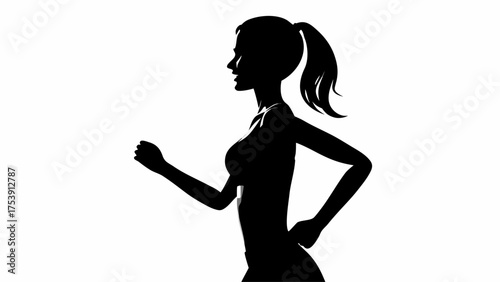 Dynamic silhouette of a woman jogging, embodying fitness and healthy lifestyle choices, perfect for promoting wellness programs and athletic brands