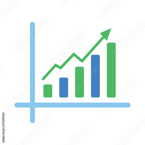Upward trend business growth bar chart and line graph with arrow symbolizing success vector