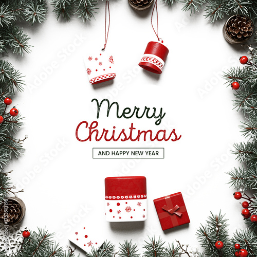 Merry Christmas and Happy New Year Template Flyer Design Card