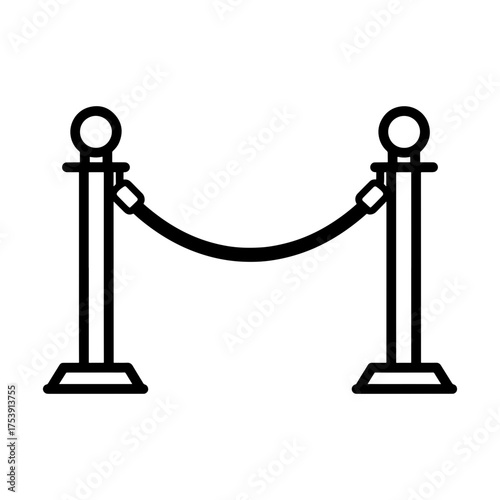 Illustration of a velvet rope barrier with two posts and a rope used for crowd control at events