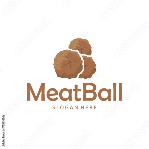 Fast food meatball logo with a concept for a food stall with a simple minimalist concept, design for poster templates and business product brand