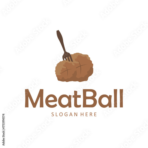 Fast food meatball logo with a concept for a food stall with a simple minimalist concept, design for poster templates and business product brand