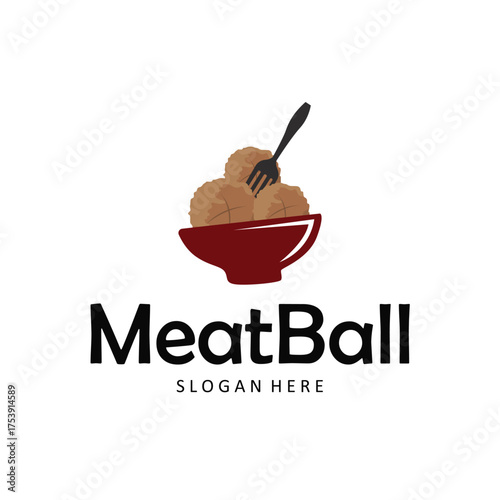 Fast food meatball logo with a concept for a food stall with a simple minimalist concept, design for poster templates and business product brand