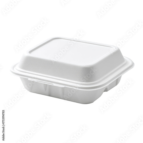 White styrofoam takeaway food container isolated on for food service and delivery
