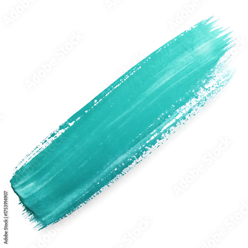 Turquoise paint stroke on a white background