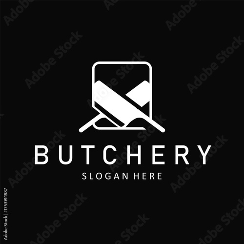 butchery logo meat cutting simple black silhouette meat illustration for template illustration design