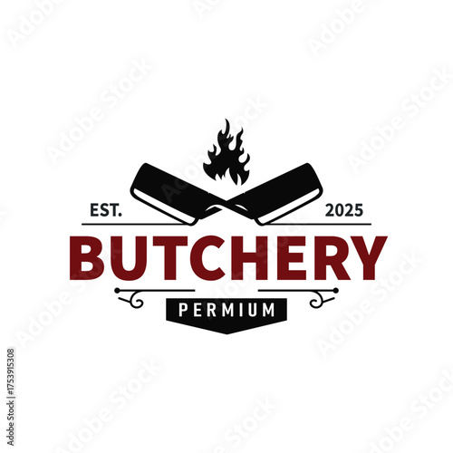butchery logo meat cutting simple black silhouette meat illustration for template illustration design