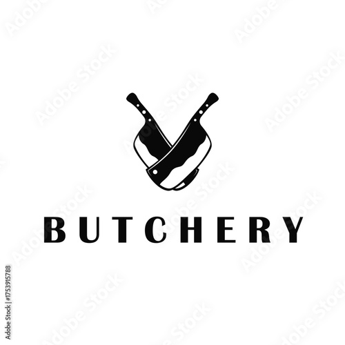 butchery logo meat cutting simple black silhouette meat illustration for template illustration design