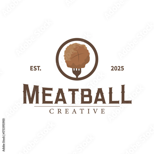 Fast food meatball logo with a concept for a food stall with a simple minimalist concept, design for poster templates and business product brand