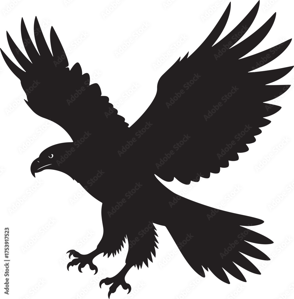 Obraz premium Soaring Bald Eagle Flying Bird Silhouette Graphic