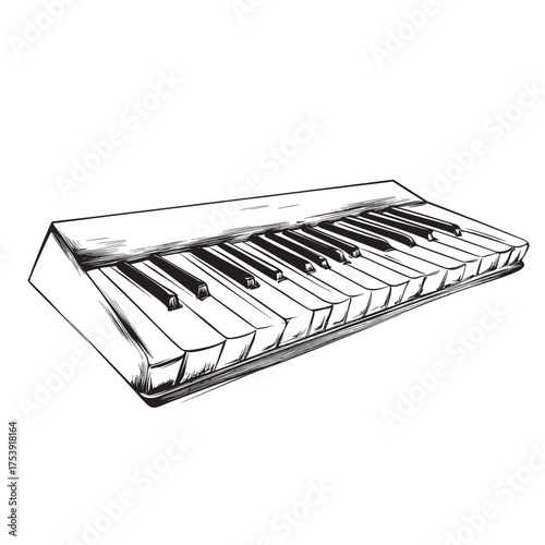 pencil sketch outline illustration of keyboard with silent keys