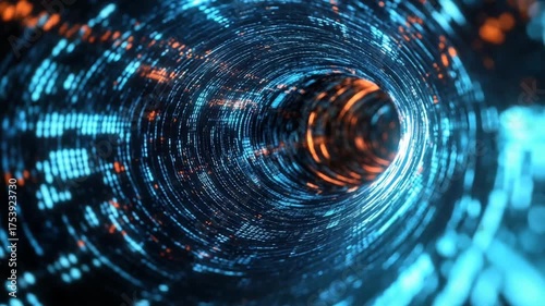 Wallpaper Mural Digital data tunnel with glowing lights and abstract technology. Torontodigital.ca