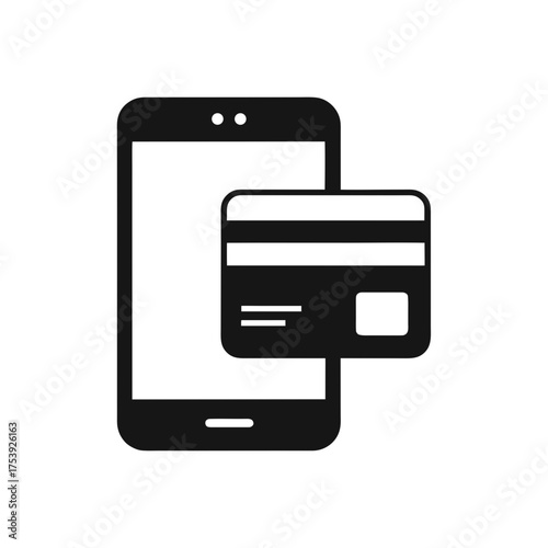 Smartphone with credit card payment method on transparent background silhouette