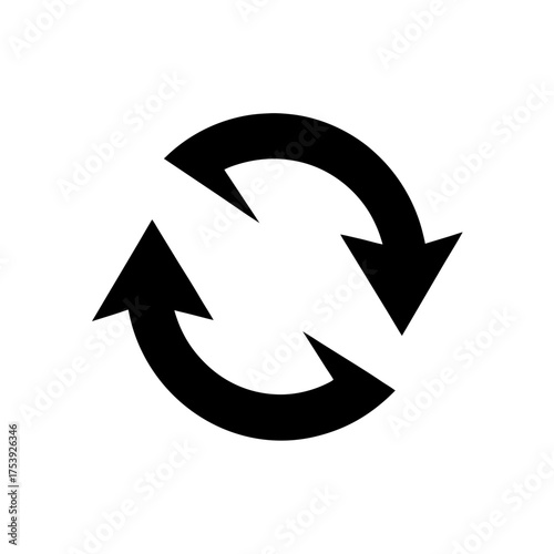 Circular arrows rotating in opposite ways on transparent background silhouette