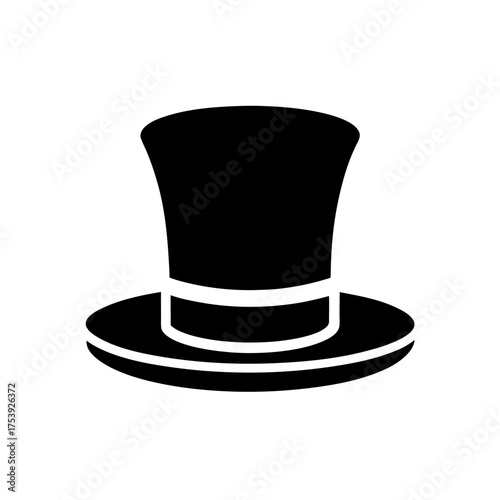 Illustration of a classic black top hat on transparent background silhouette