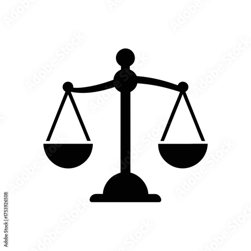 Illustration of a balance scales in black on transparent background silhouette