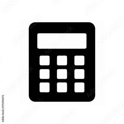 Illustration of a simple black calculator on transparent background silhouette