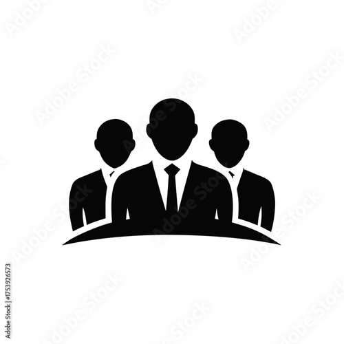 Silhouette of three business professionals on transparent background