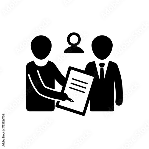 Signing document with business colleagues on transparent background silhouette