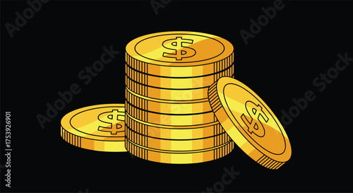 A stack of shiny gold coins symbolizing wealth and prosperity. 