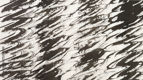 abstract painting drawn with a brush, rough lines drawn with ink and brush, drawing of rough lines painted with a brush