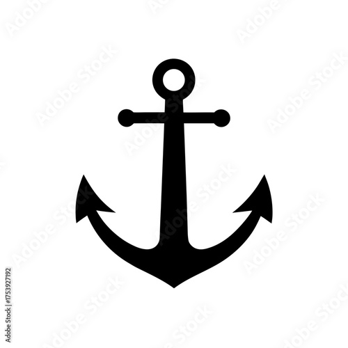 Simple black anchor graphic illustration on transparent background silhouette