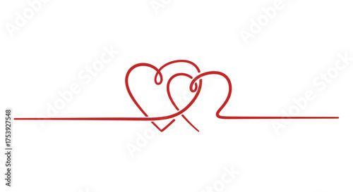 Two intertwined hearts connected by a single flowing line representing love and unity.