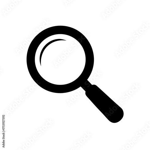 Illustration of a simple magnifying glass on transparent background silhouette