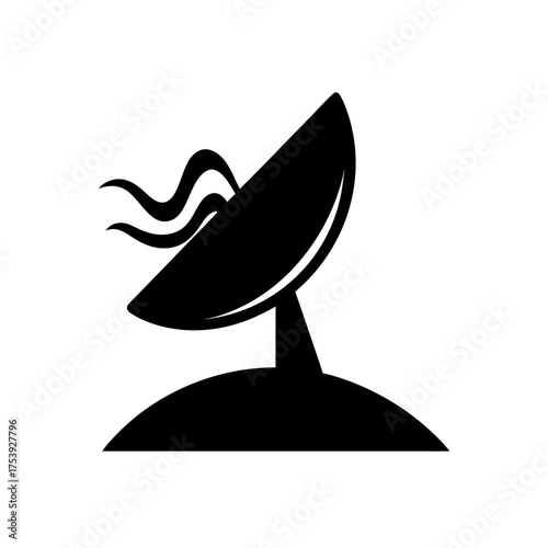 Silhouette of a satellite dish antenna icon on transparent background