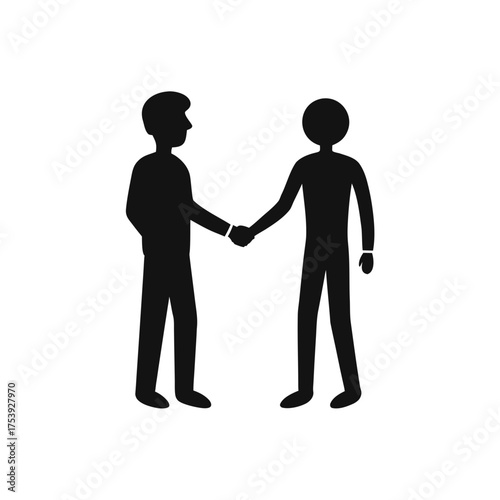 Two people shaking hands silhouette image on transparent background