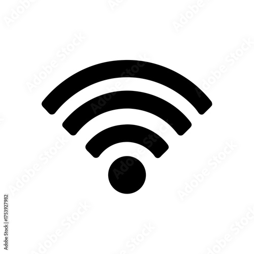 Simple black wifi signal on white ground on transparent background silhouette