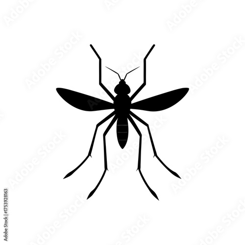 Silhouette of a mosquito with long legs on transparent background