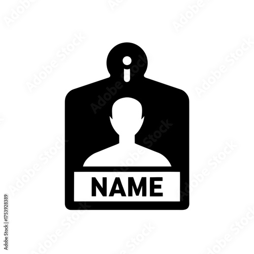 Identification badge with person silhouette on transparent background