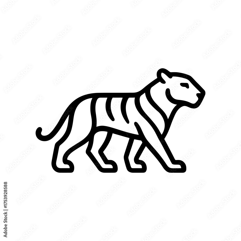 Fototapeta premium Striking Tiger Walking Wildlife Icon
