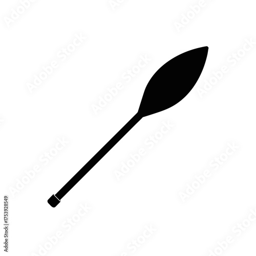 Illustration of a single black paddle on transparent background silhouette