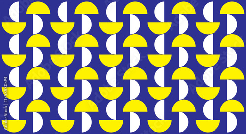 Mosaic Background geometric pattern with bright yellow and white semicircles