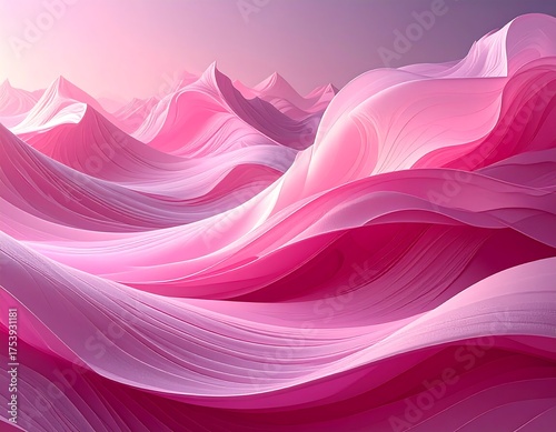 Abstract artistic render of fluid, layered, pink-toned forms suggesting rolling landscapes and soft light